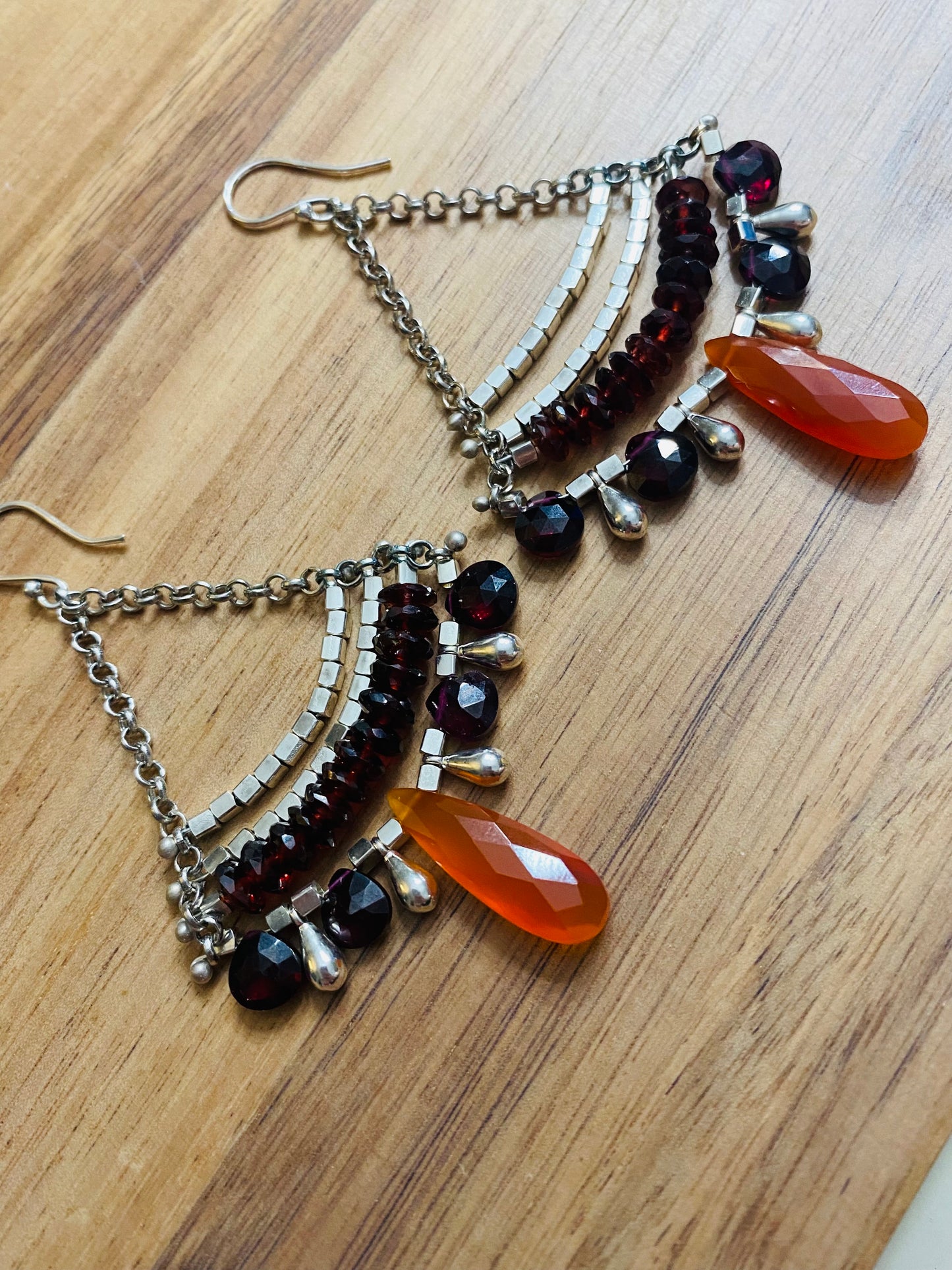 Vivid Carnelian and Garnet Earrings - JUICY COMBINATION!