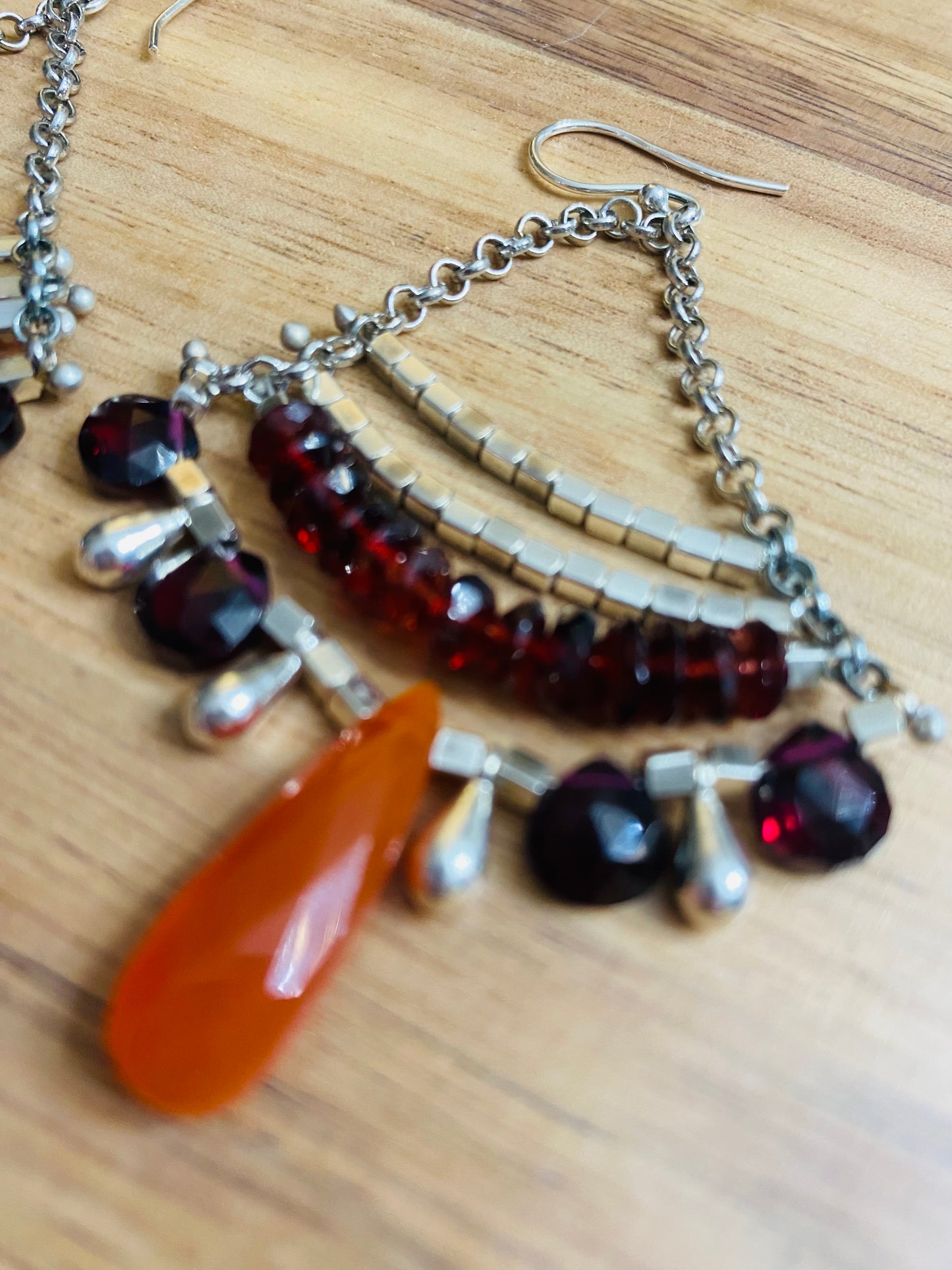 Vivid Carnelian and Garnet Earrings - JUICY COMBINATION!