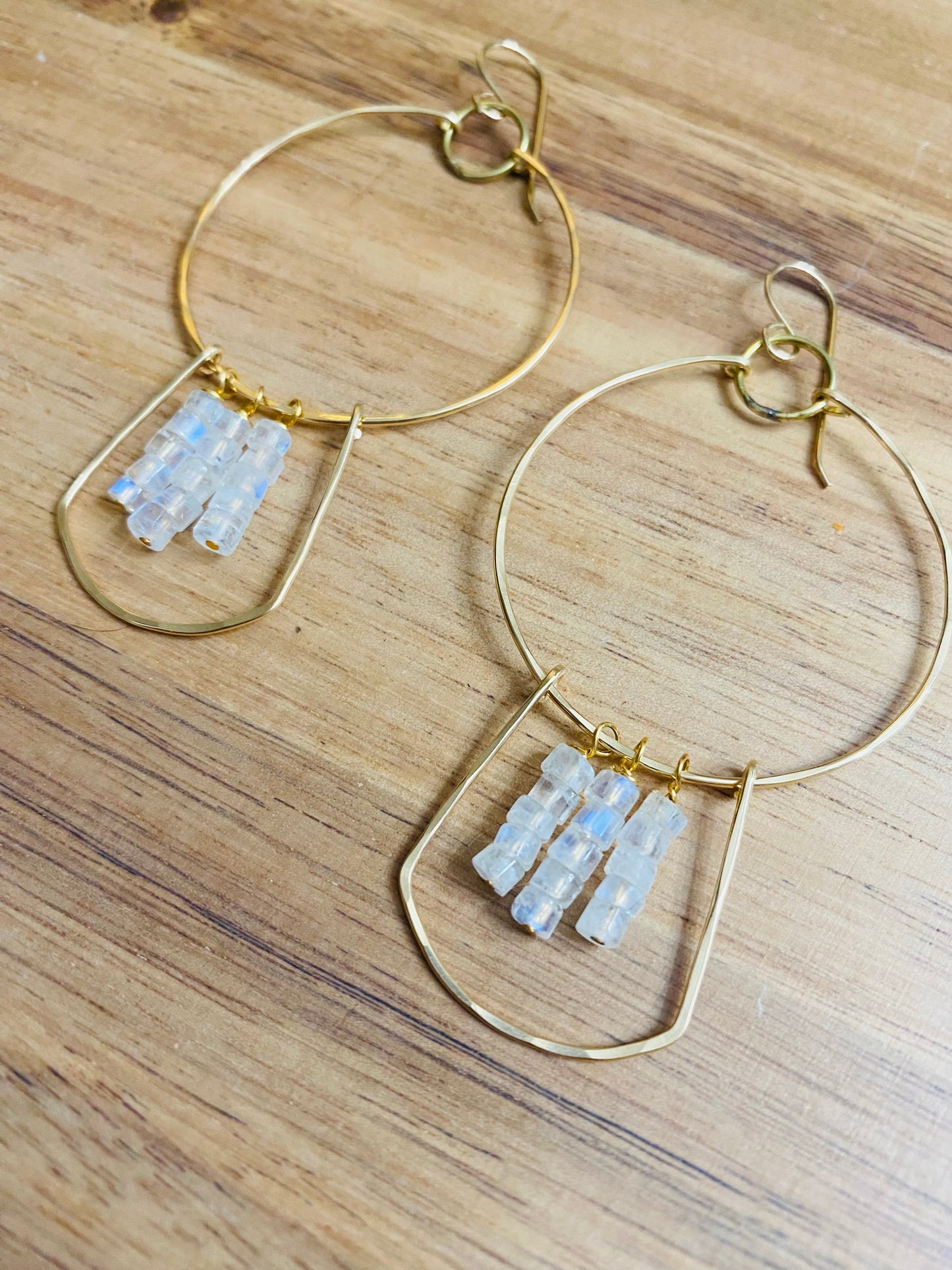 Shimmering moonstone hoop earrings - Multiple stone options available!