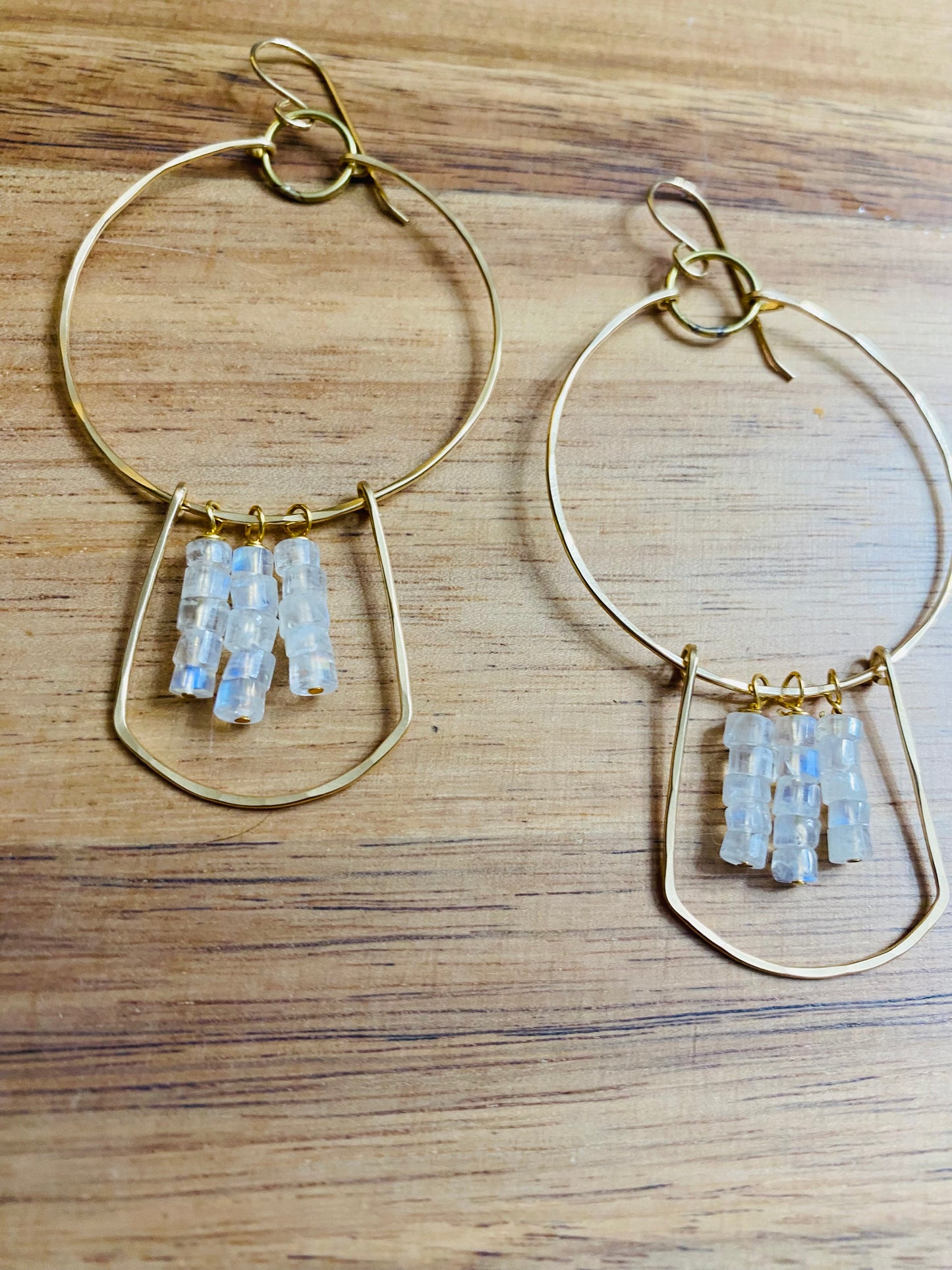 Shimmering moonstone hoop earrings - Multiple stone options available!