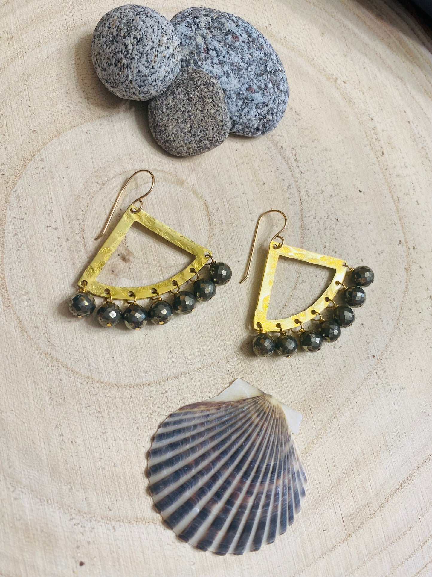 Pyrite fan earrings