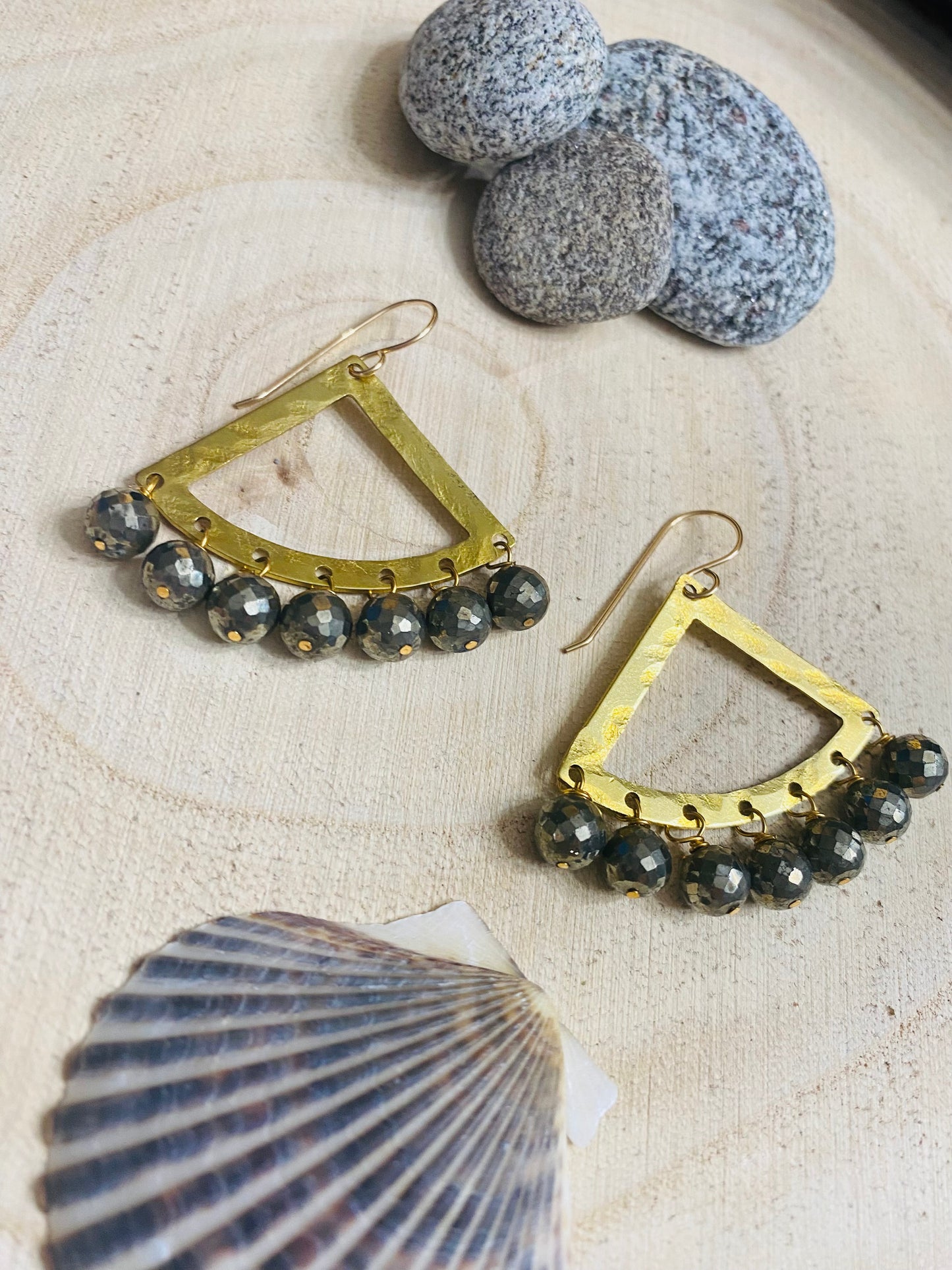 Pyrite fan earrings