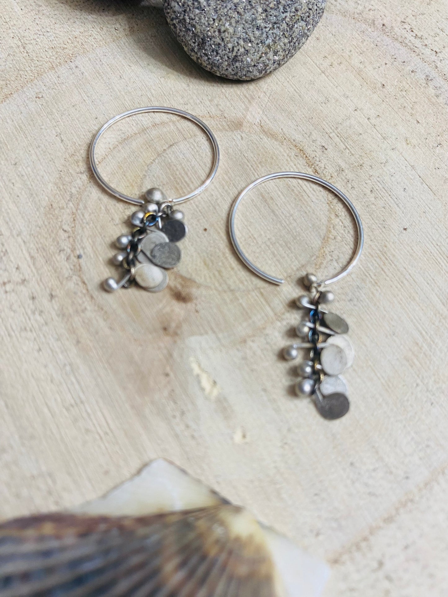 Tiny Confetti paillettes hoops in Sterling and .999 fine silver