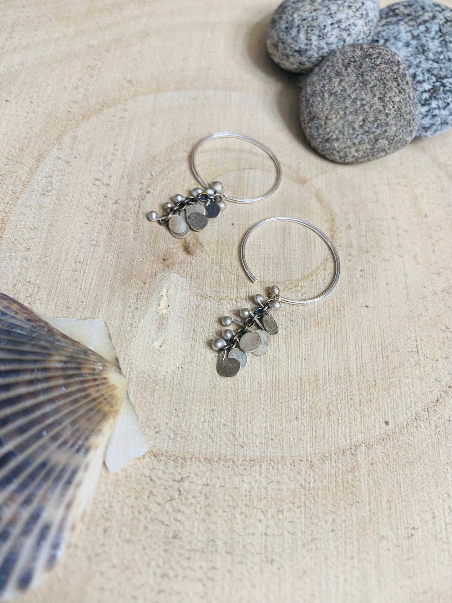 Tiny Confetti paillettes hoops in Sterling and .999 fine silver