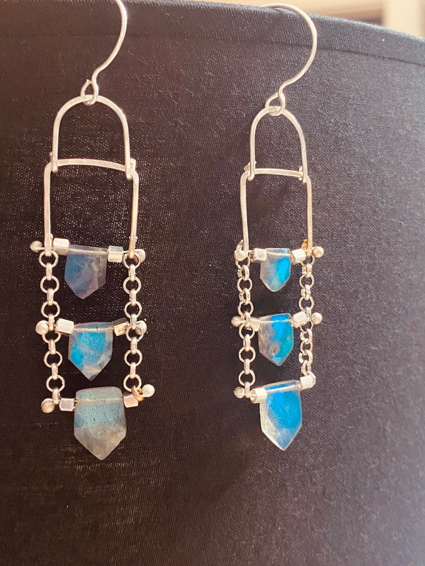 Labradorite Shield Earrings - Multple Stone Options Available.