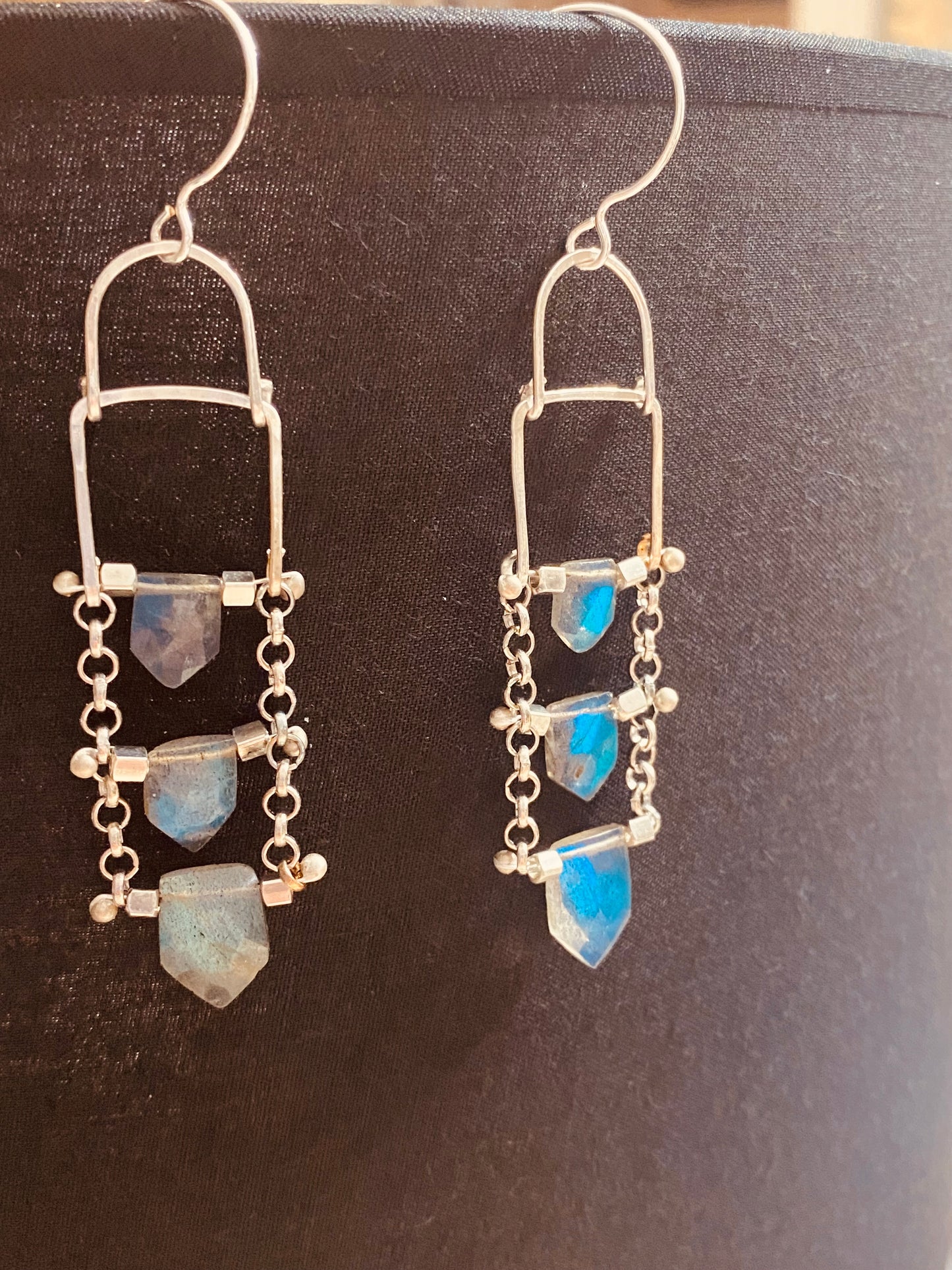 Labradorite Shield Earrings - Multple Stone Options Available.