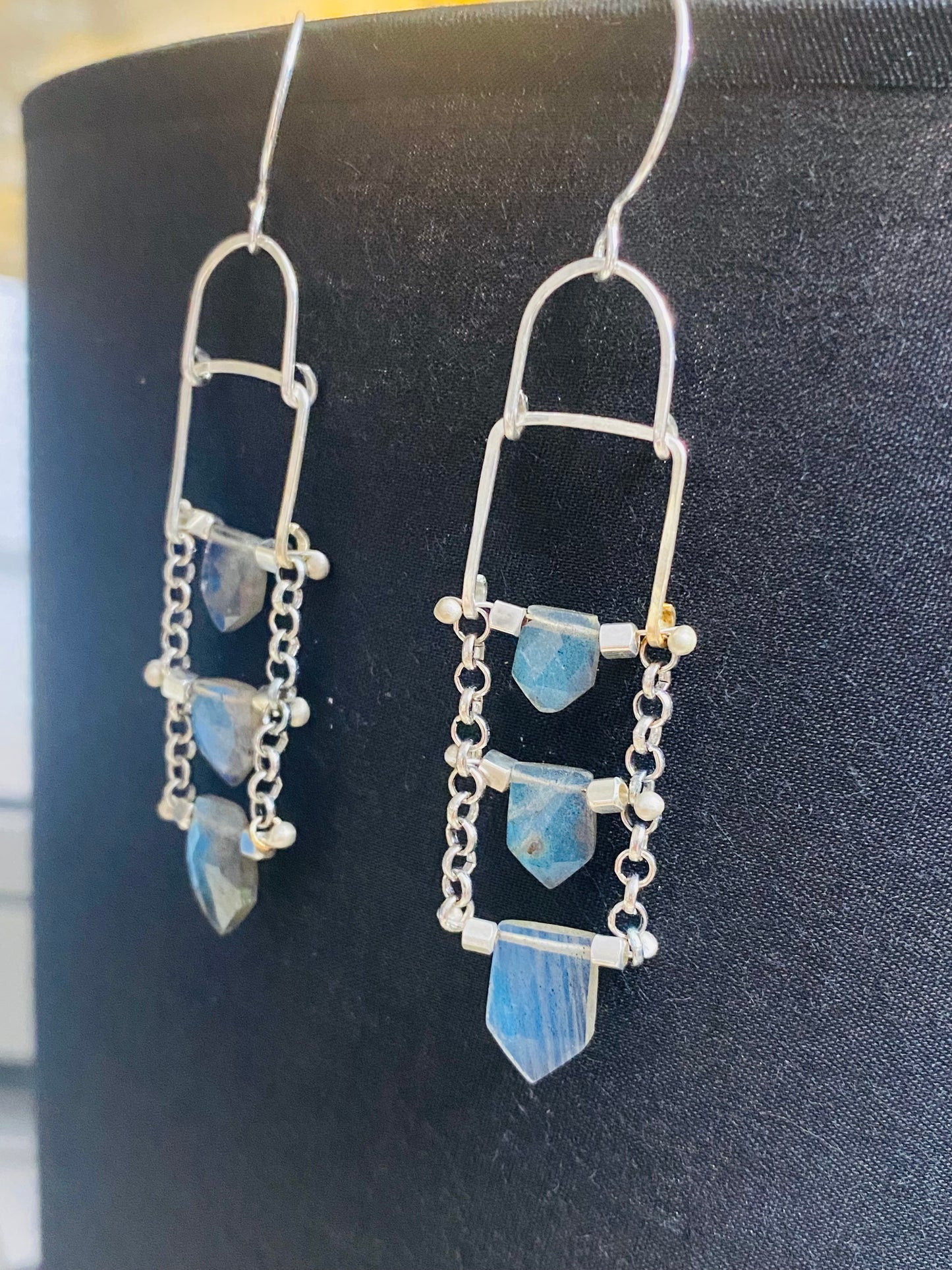 Labradorite Shield Earrings - Multple Stone Options Available.