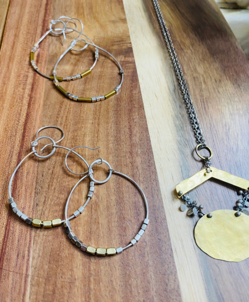 Matrix hoops in Sterling silver