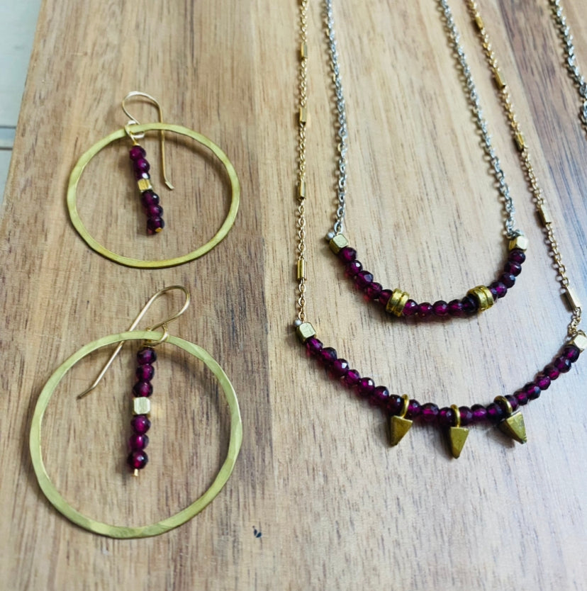 Garnets and Arrows Necklace - Choose from several stone options