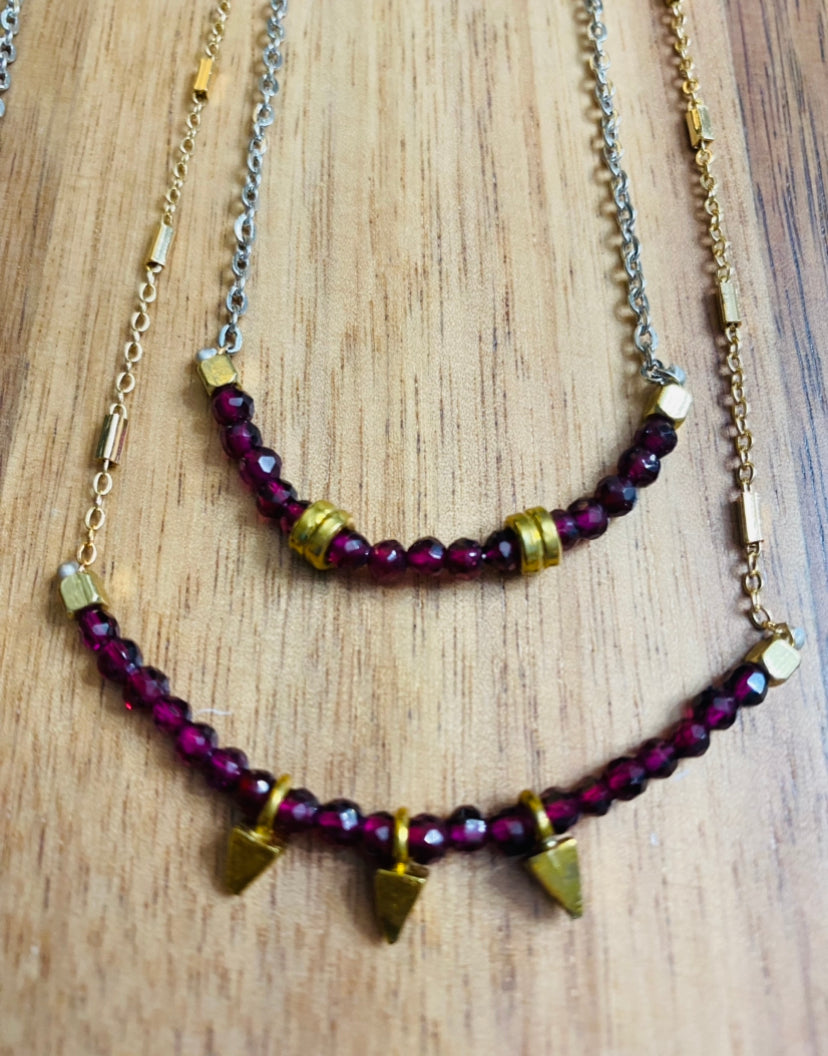 Garnets and Arrows Necklace - Choose from several stone options