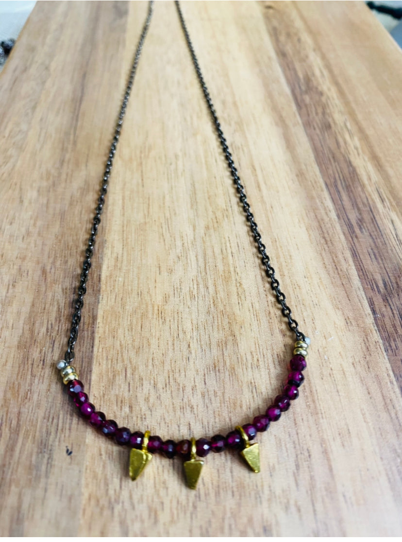 Garnets and Arrows Necklace - Choose from several stone options