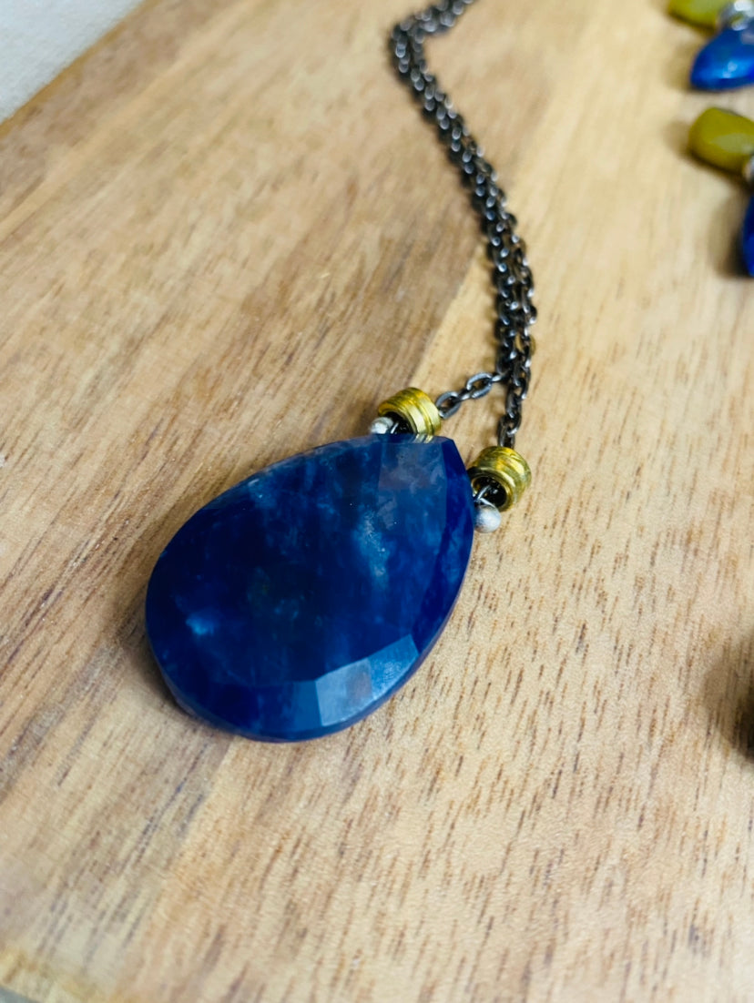 Lapis Teardrop Layering Necklace - Multiple Stone Options Available
