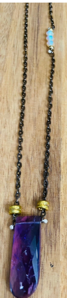 Cathedral cut amethyst necklace
