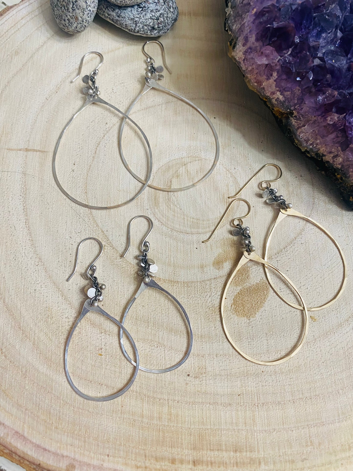 Best-selling Confetti adorned teardrop hoop earrings in size small