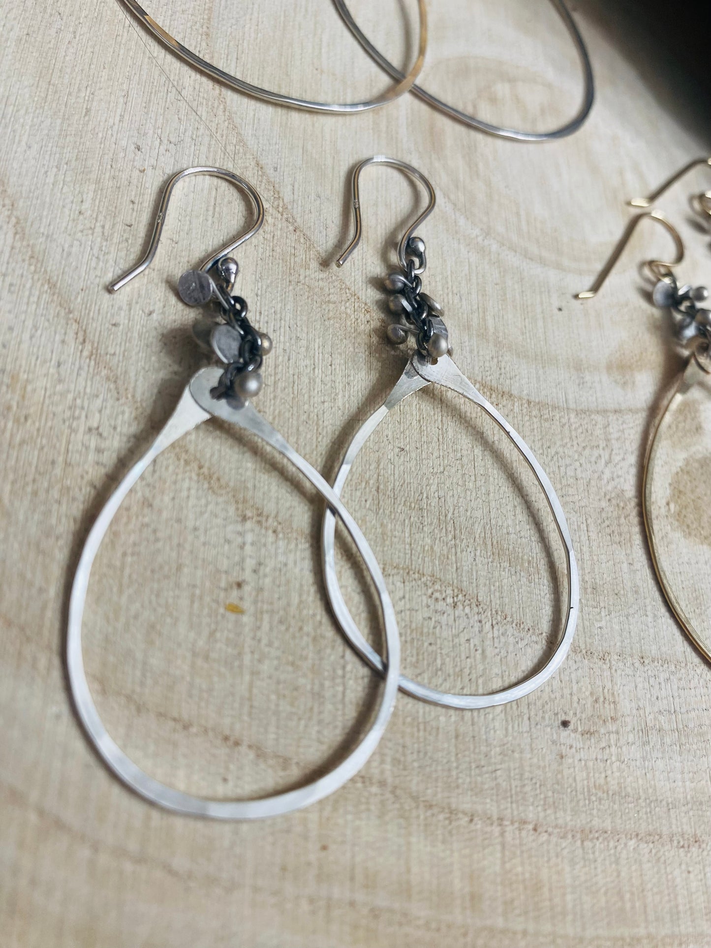Best-selling Confetti adorned teardrop hoop earrings in size small