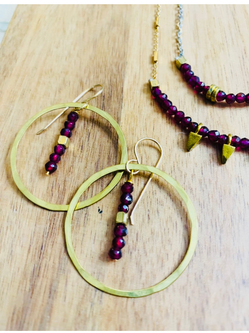 Garnet in-line hoops - Available in several stone options!