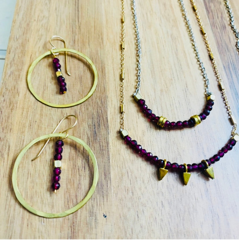 Garnet in-line hoops - Available in several stone options!