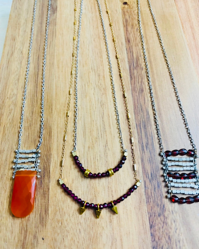 Gorgeous Tangerine Cathedral Cut Carnelian Necklace