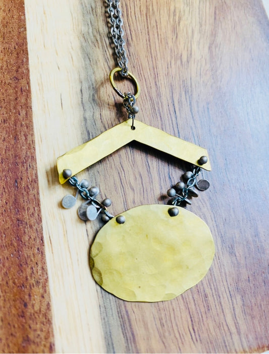 Shield amulet in brass and fine silver