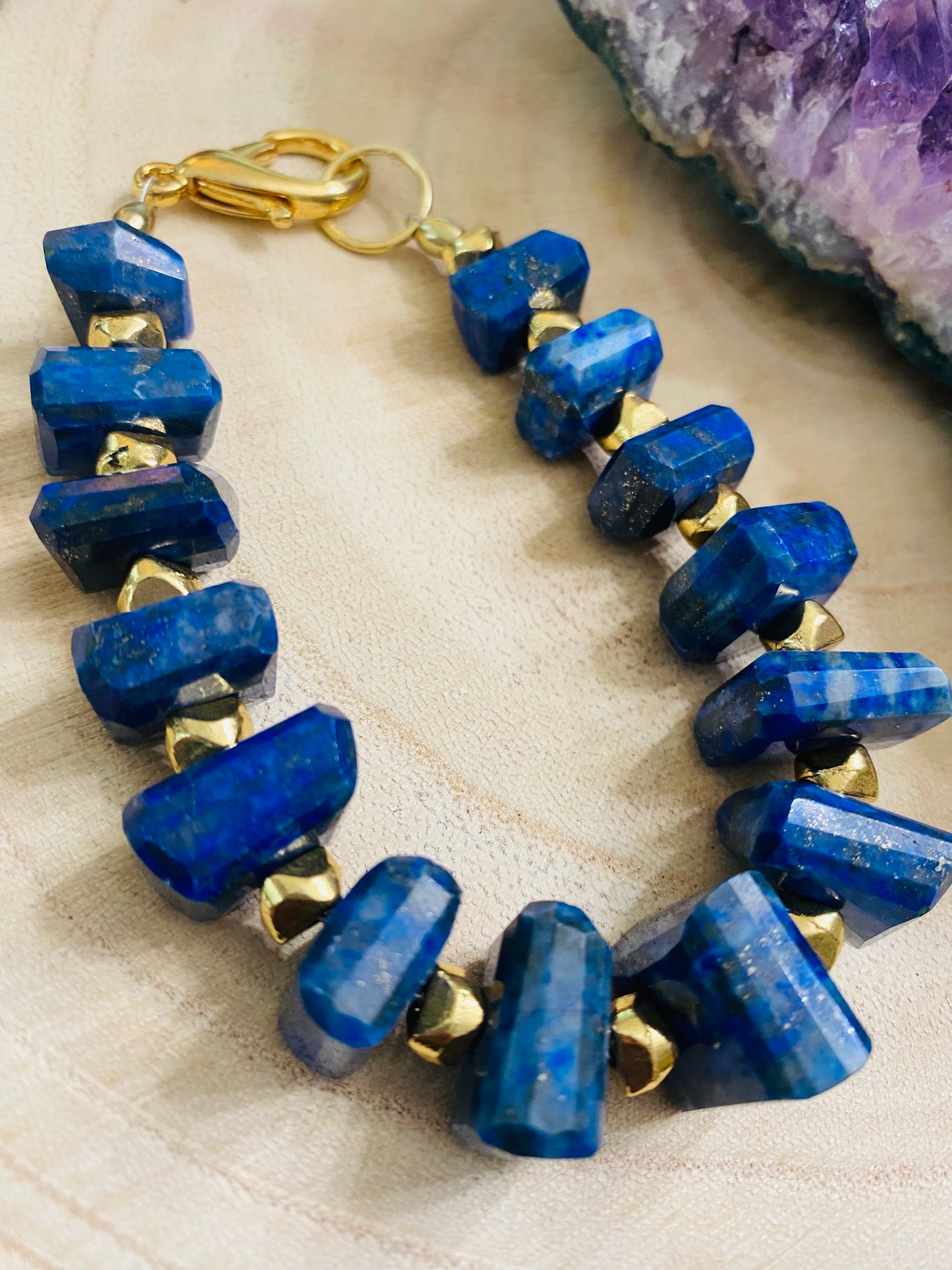 Jaw Dropping Faceted Lapis Bracelet - 8”