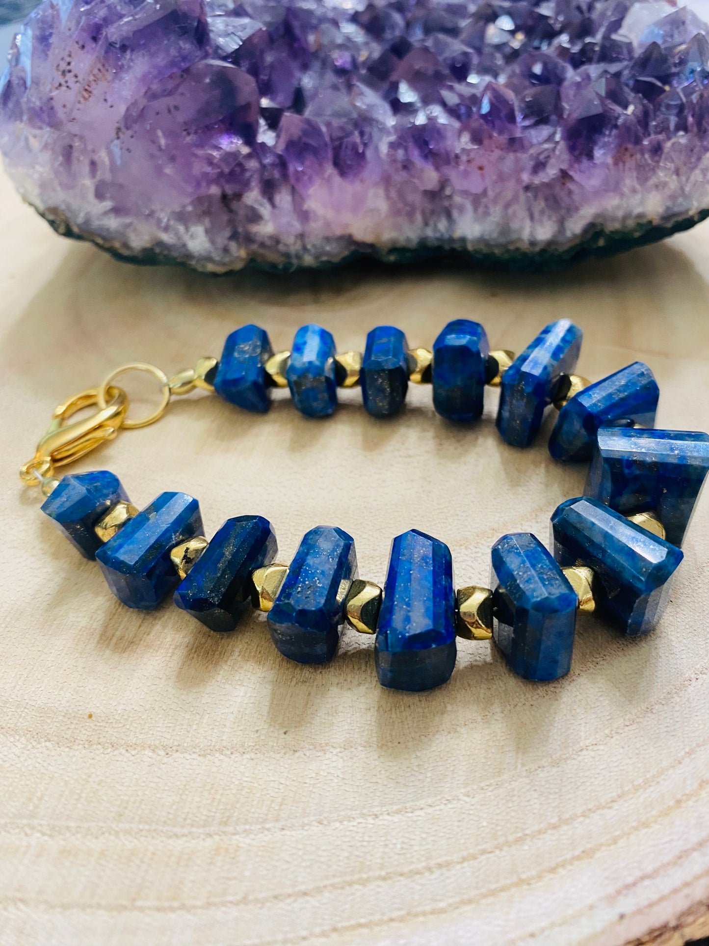 Jaw Dropping Faceted Lapis Bracelet - 8”