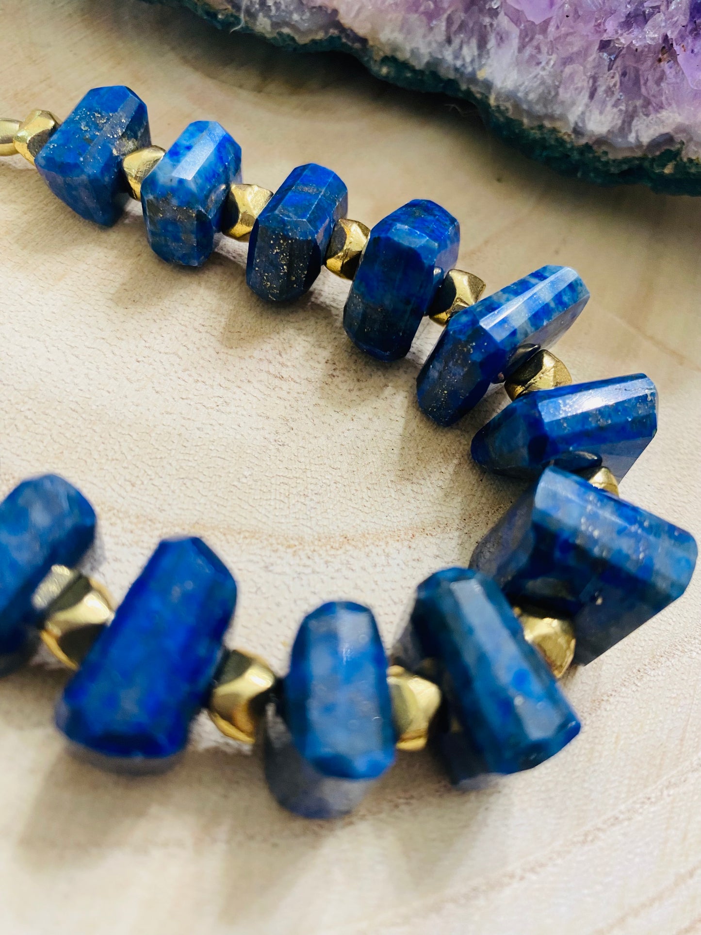 Jaw Dropping Faceted Lapis Bracelet - 8”