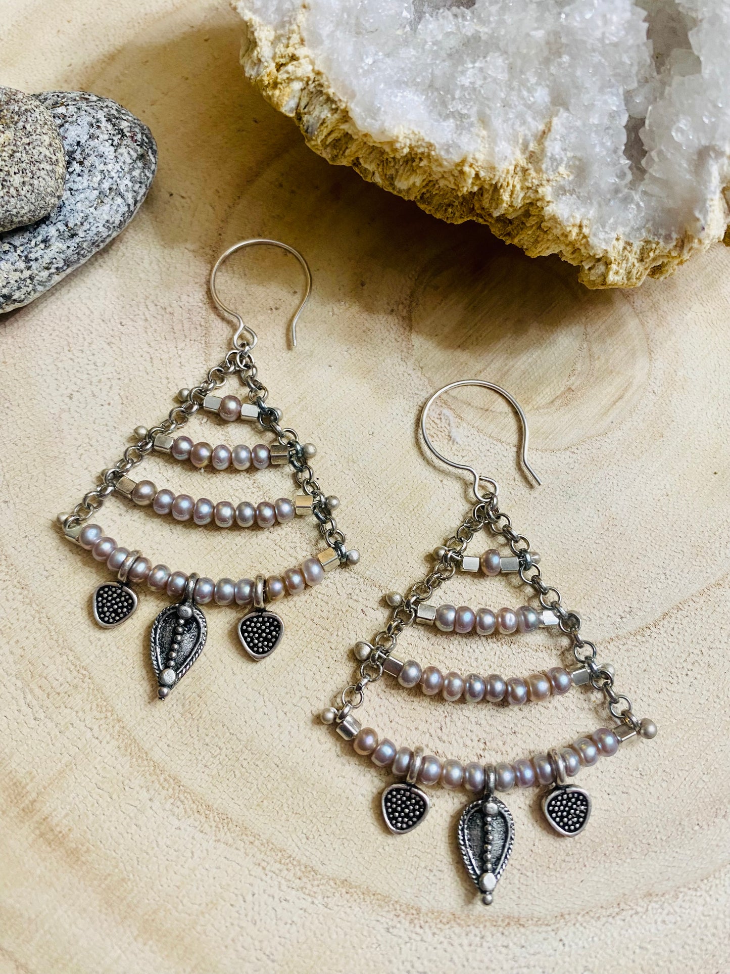 Teeny perfect Pearl Earrings with Bali Silver
