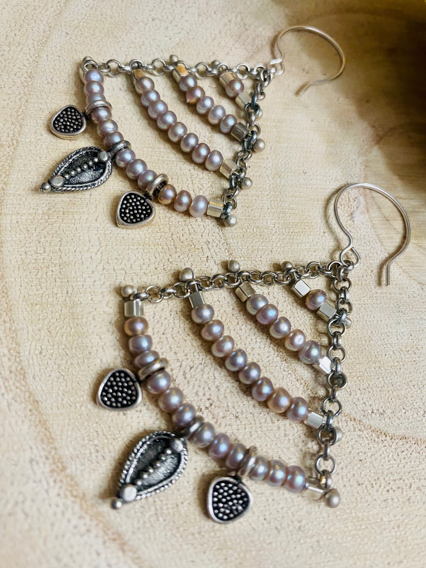 Teeny perfect Pearl Earrings with Bali Silver