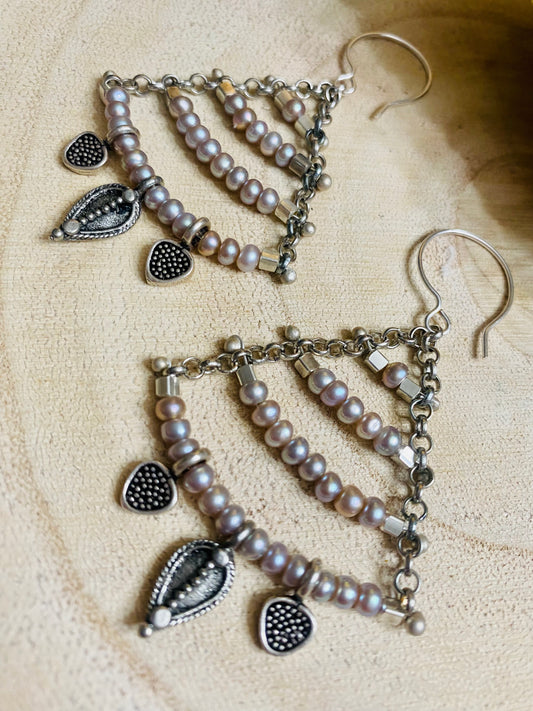 Teeny perfect Pearl Earrings with Bali Silver