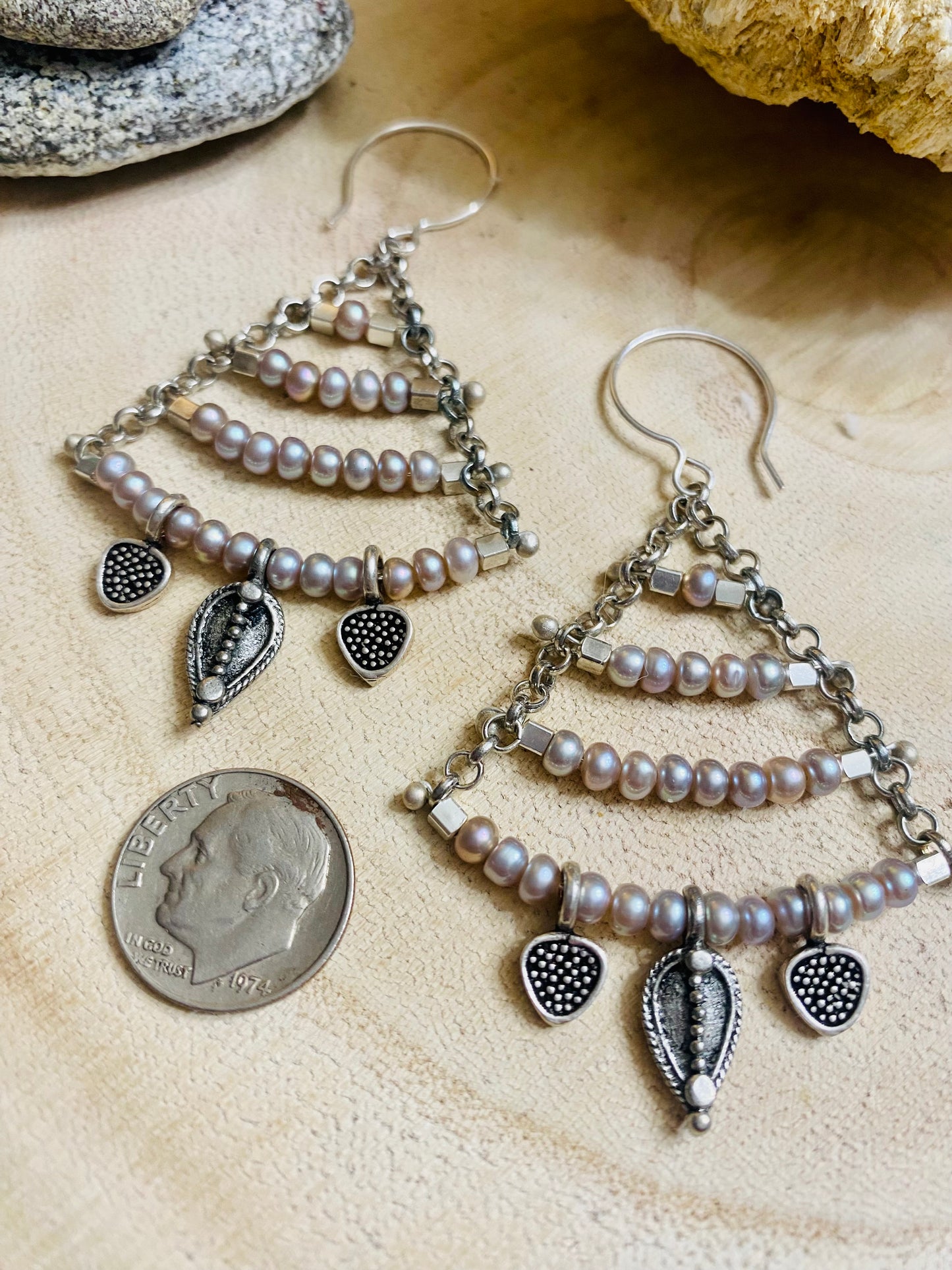 Teeny perfect Pearl Earrings with Bali Silver