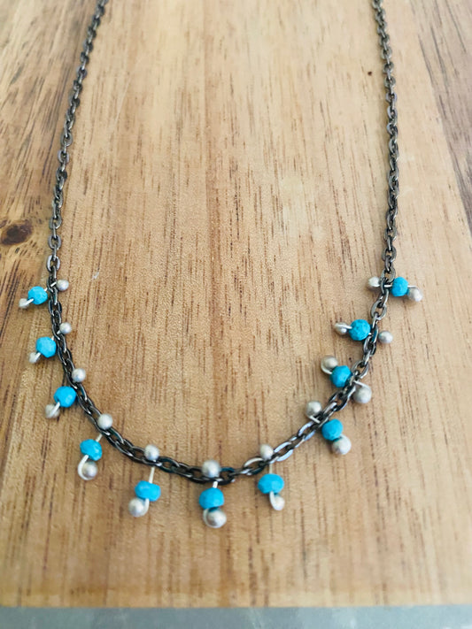 Turquoise Fringe Necklace - Multiple Gemstone Options Available