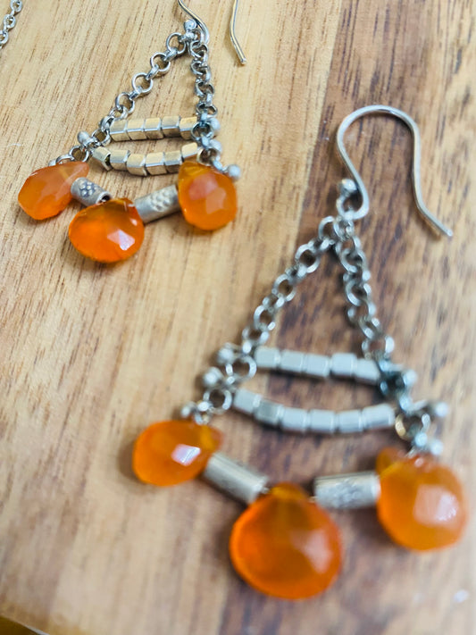 Juicy carnelian and Bali silver earrings - More stone options!