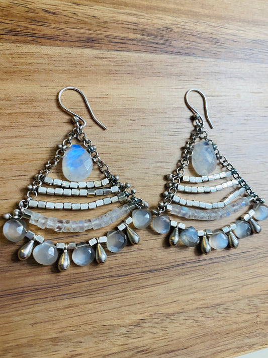 Swinging Moonstone Earrings