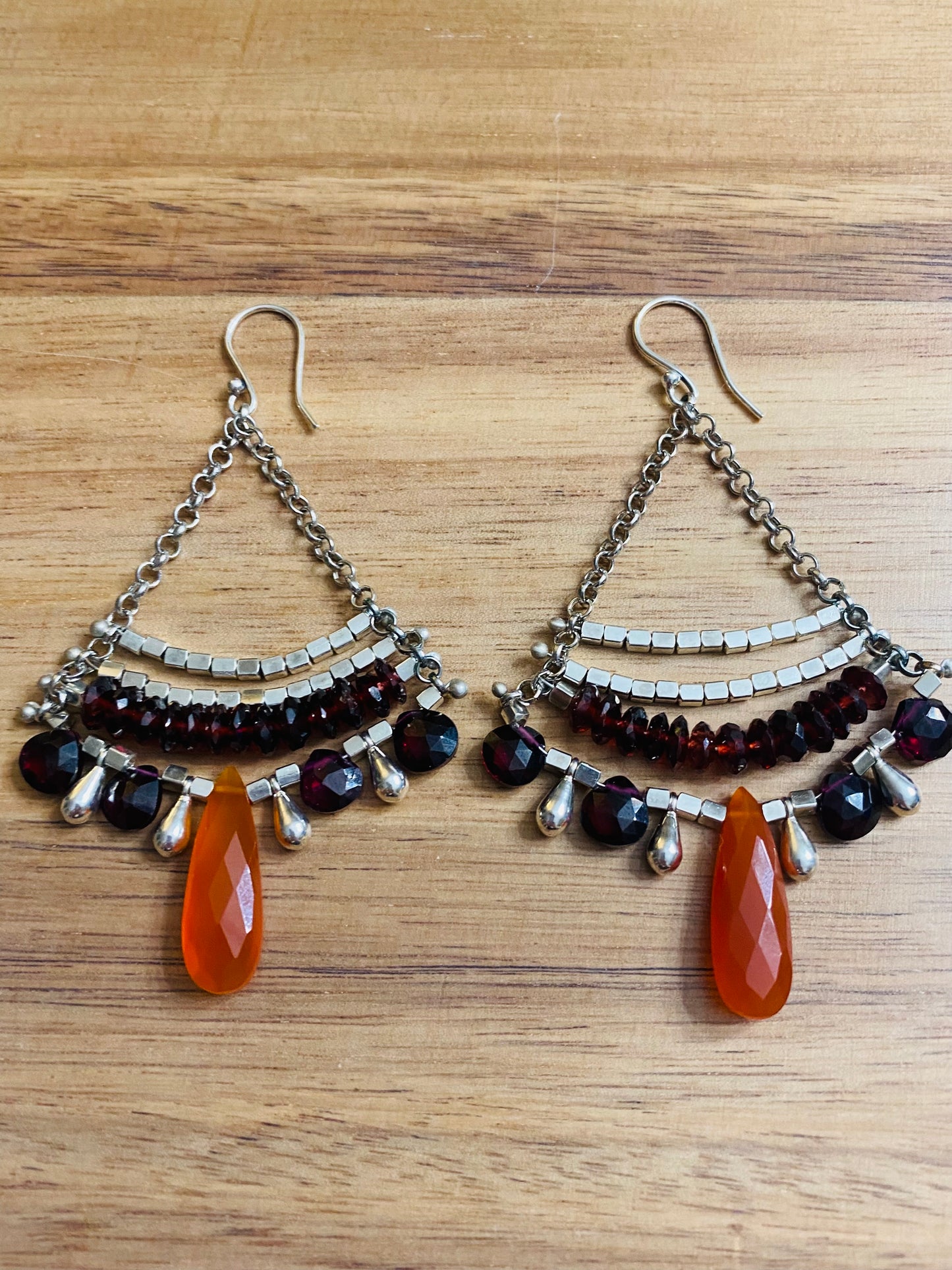 Vivid Carnelian and Garnet Earrings - JUICY COMBINATION!