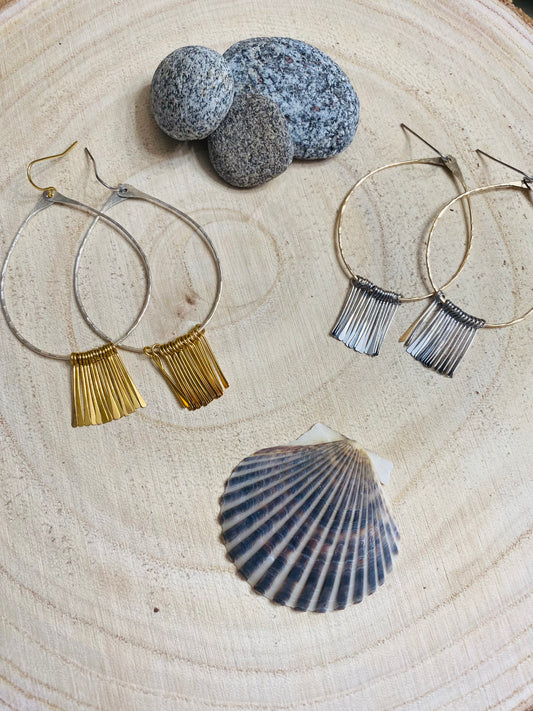 Medium teardrop fringe earrings in sterling silver or gold fill