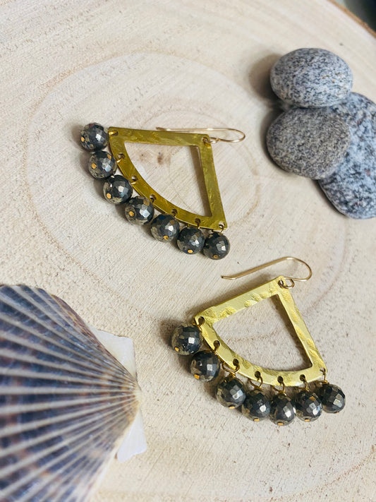 Pyrite fan earrings