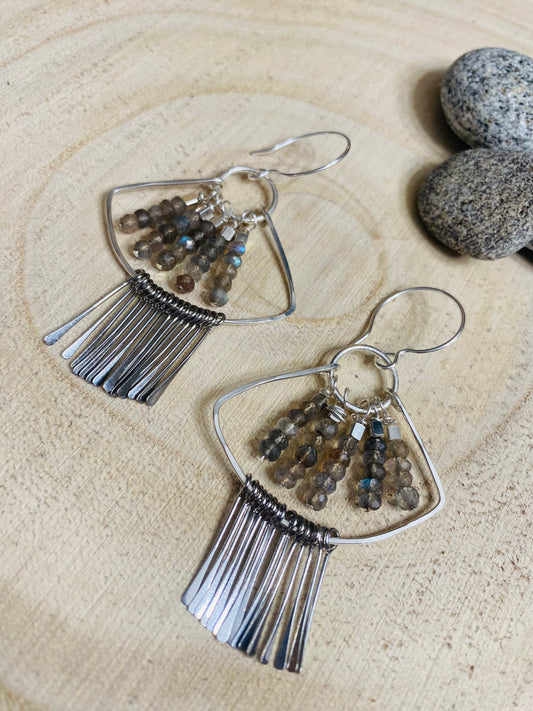 Labradorite Fringe Earrings - Multiple Stone Options!