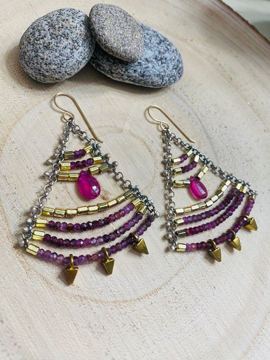 Spectacular Pink Sapphire Chandelier Earrings