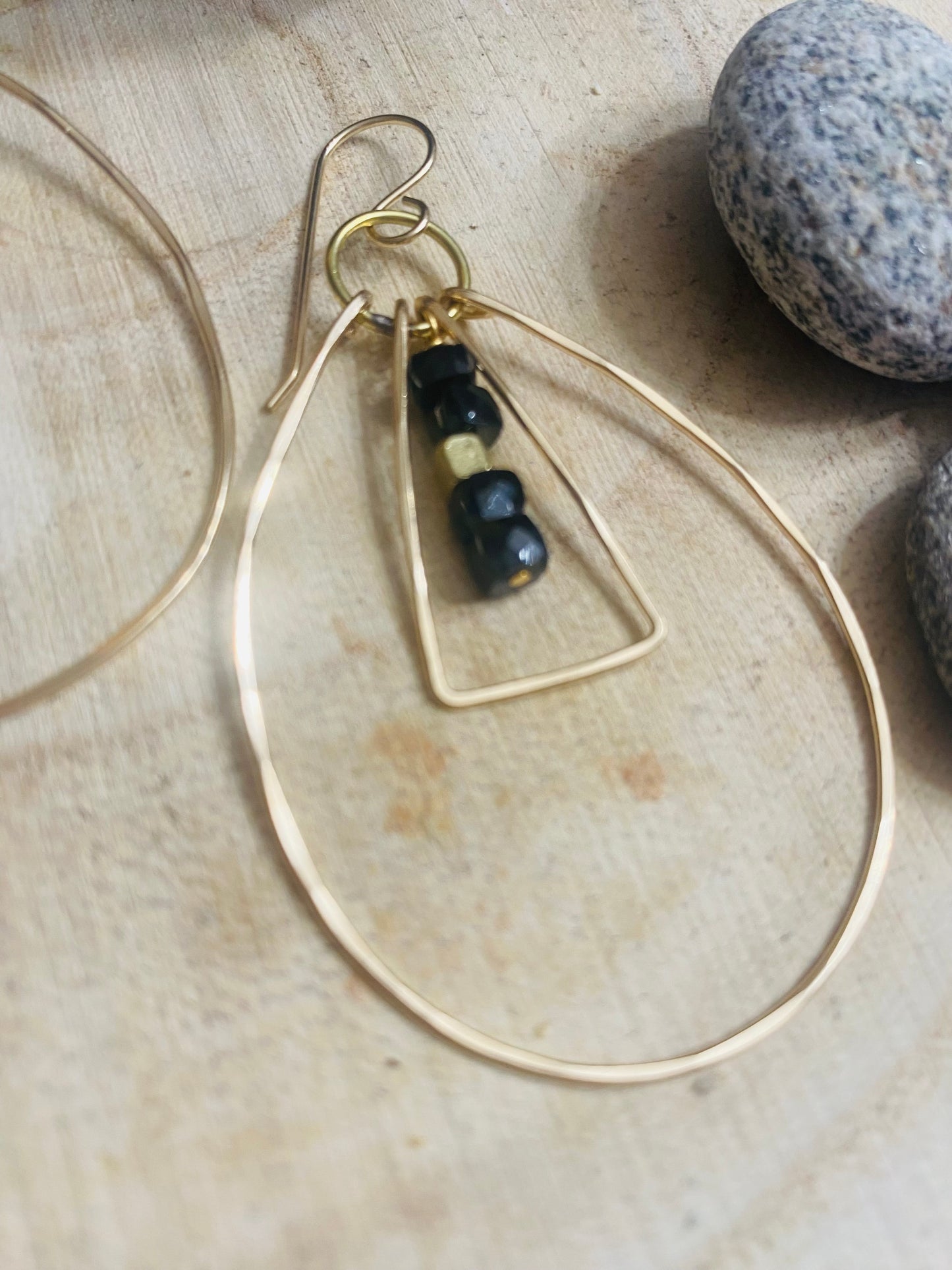 Framed Onyx Hoops in Gold Fill