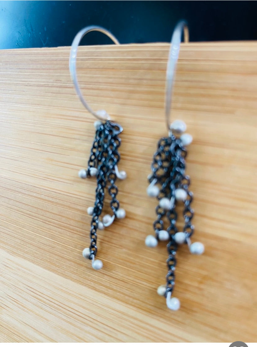 Sterling silver caviar drops earrings