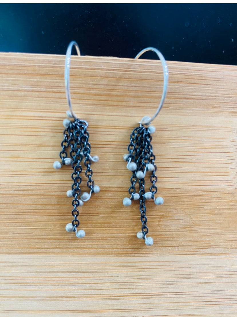 Sterling silver caviar drops earrings