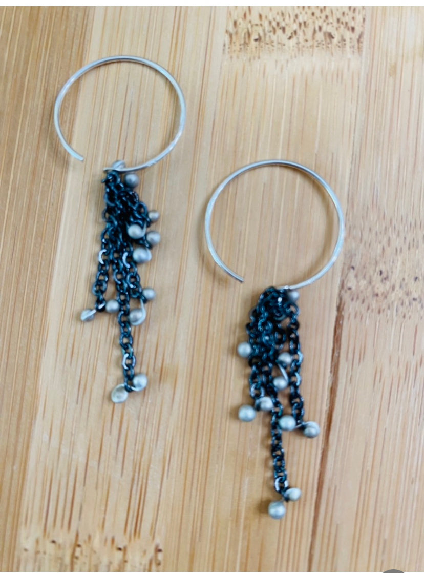 Sterling silver caviar drops earrings