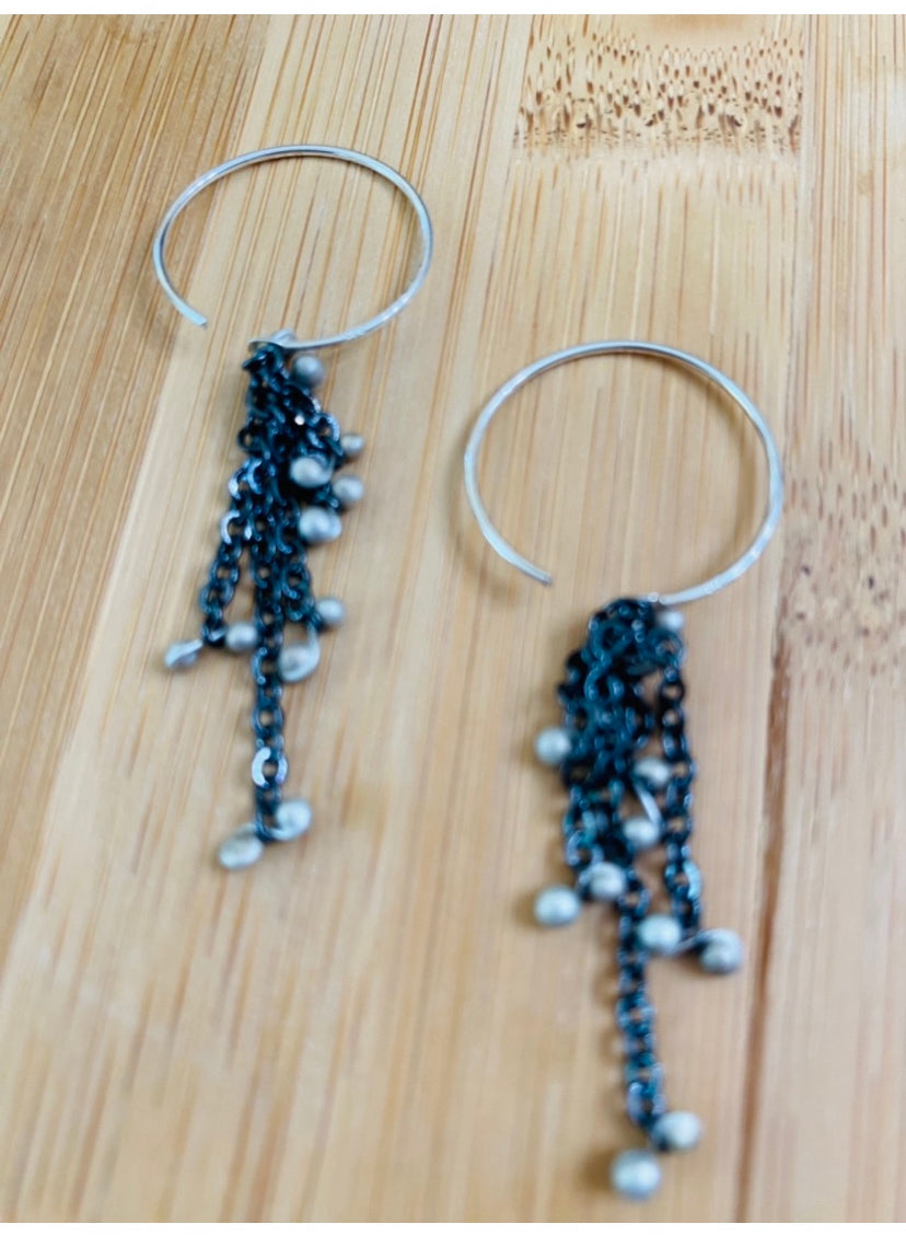 Sterling silver caviar drops earrings