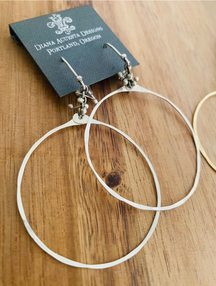 Large caviar hoops in sterling silver or gold fill