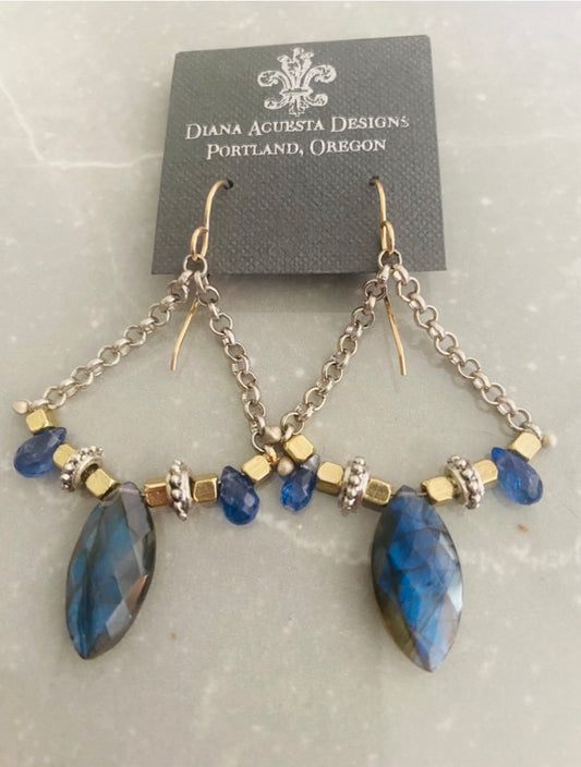 Labradorite and Kyanite Earrings