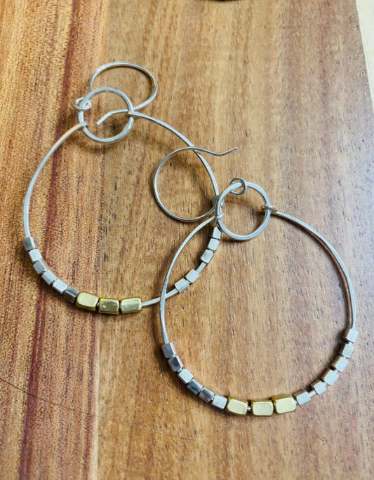 Matrix hoops in Sterling silver