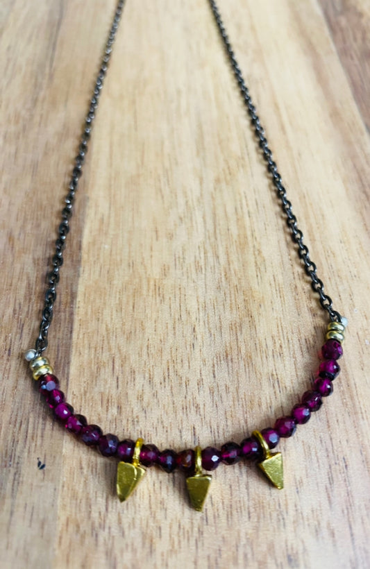 Garnets and Arrows Necklace - Choose from several stone options