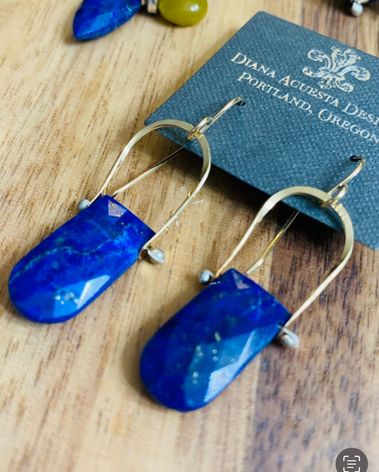 Lapis stirrup earrings - Other Stone Options Available