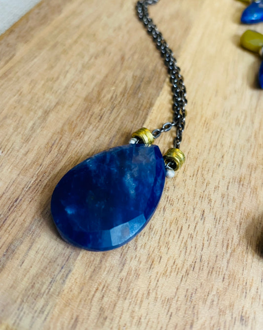 Lapis Teardrop Layering Necklace - Multiple Stone Options Available