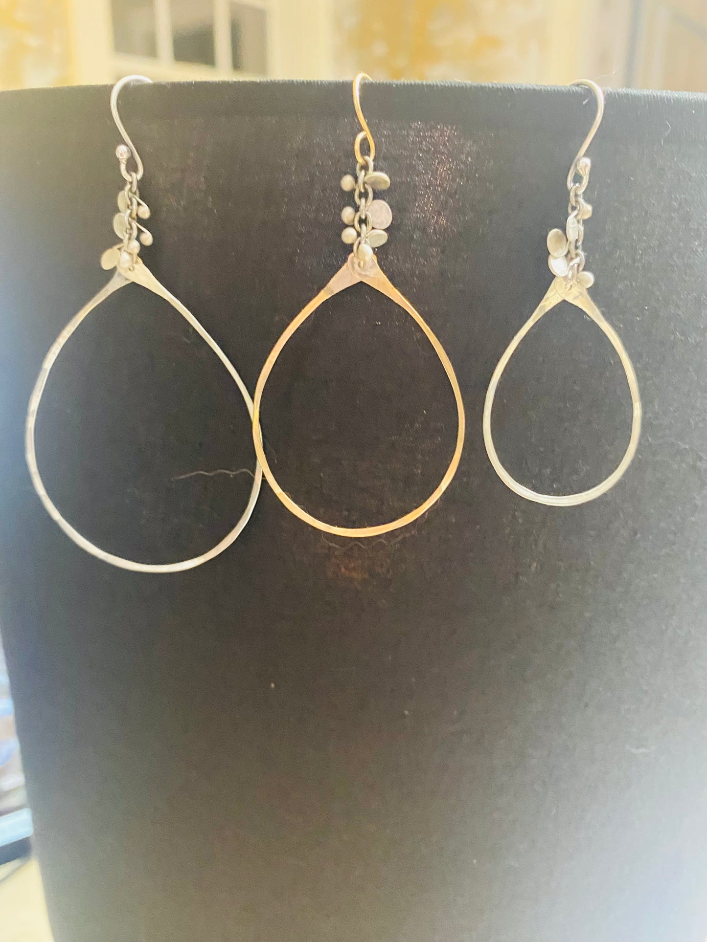 Best-selling Confetti adorned teardrop hoop earrings in size small